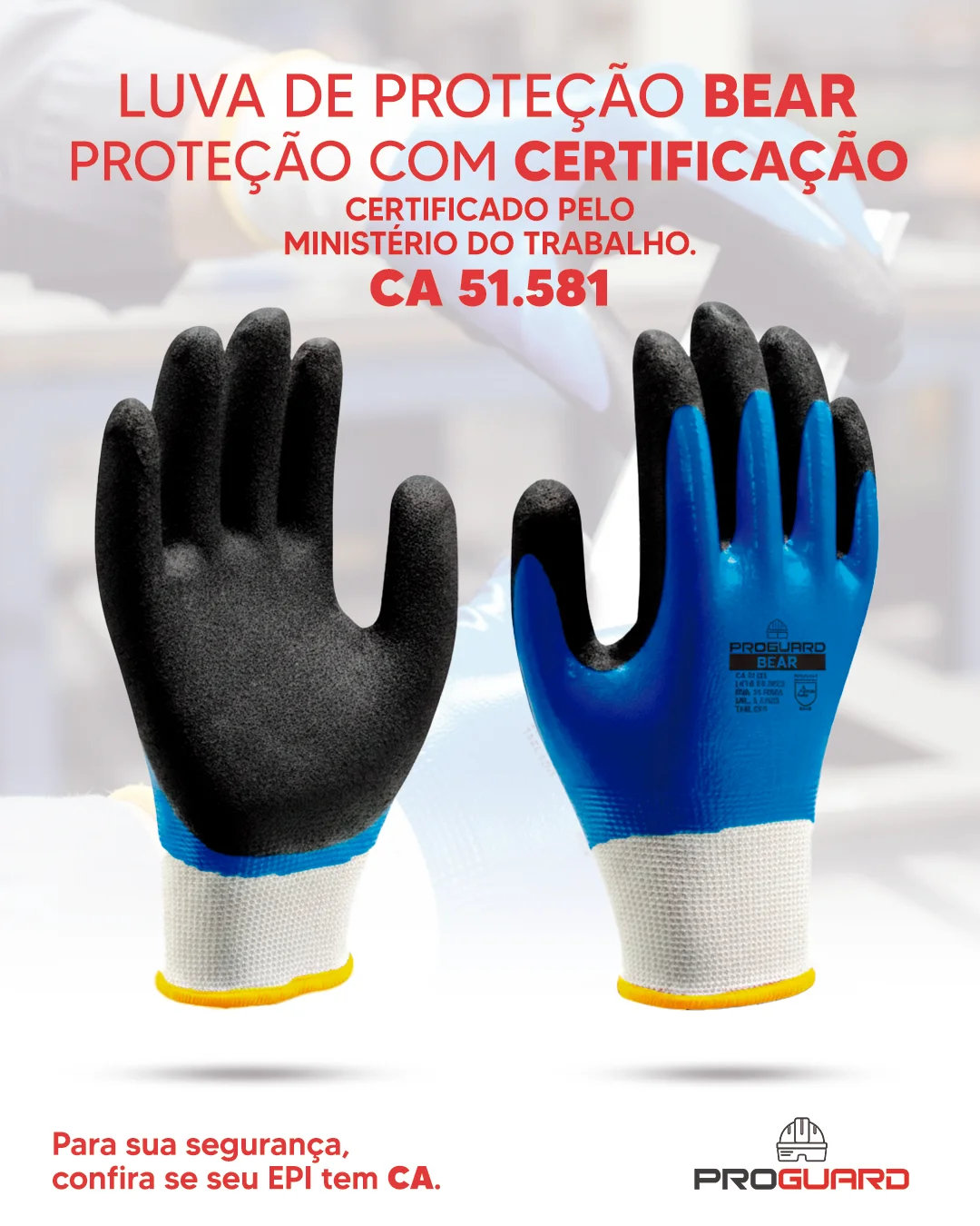 PROGUARD - Luva Anticorte Banho Total Nitrílico BEAR - Vista Principal